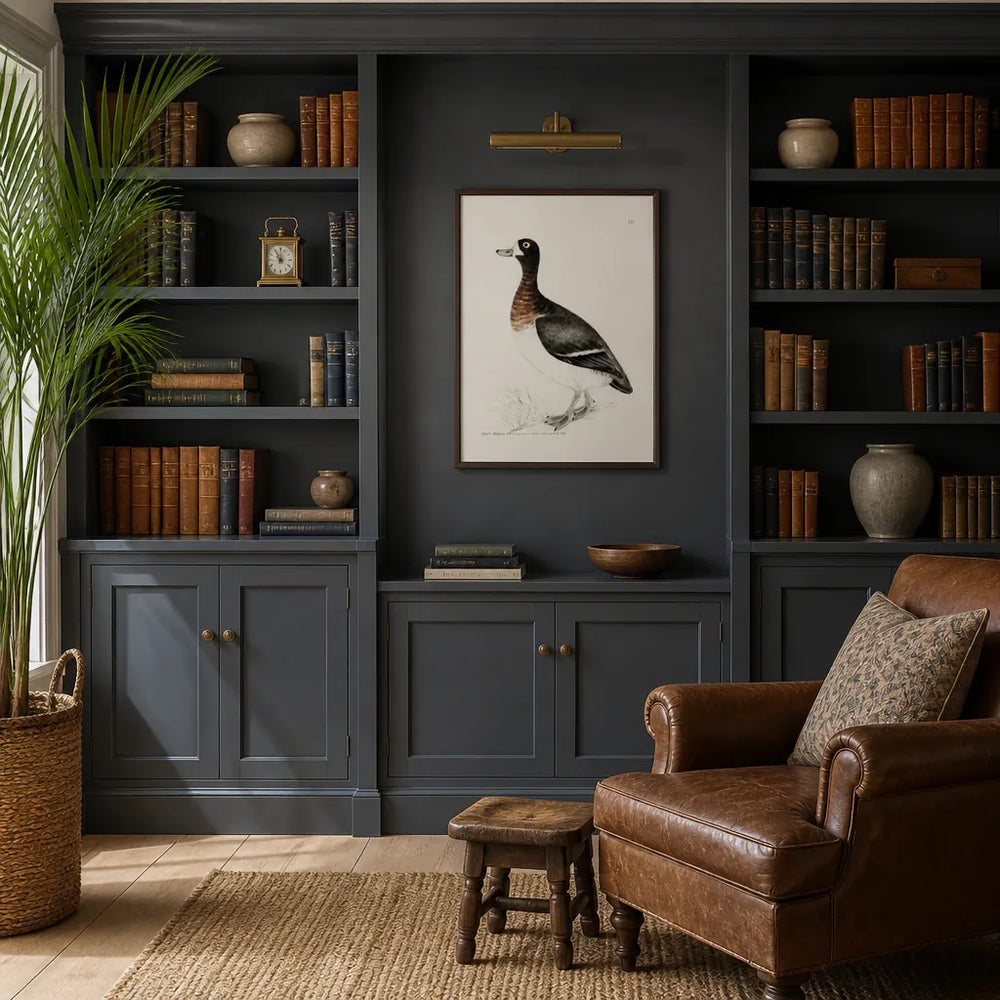 Room mockup featuring Scaup Female Vintage Bird Print