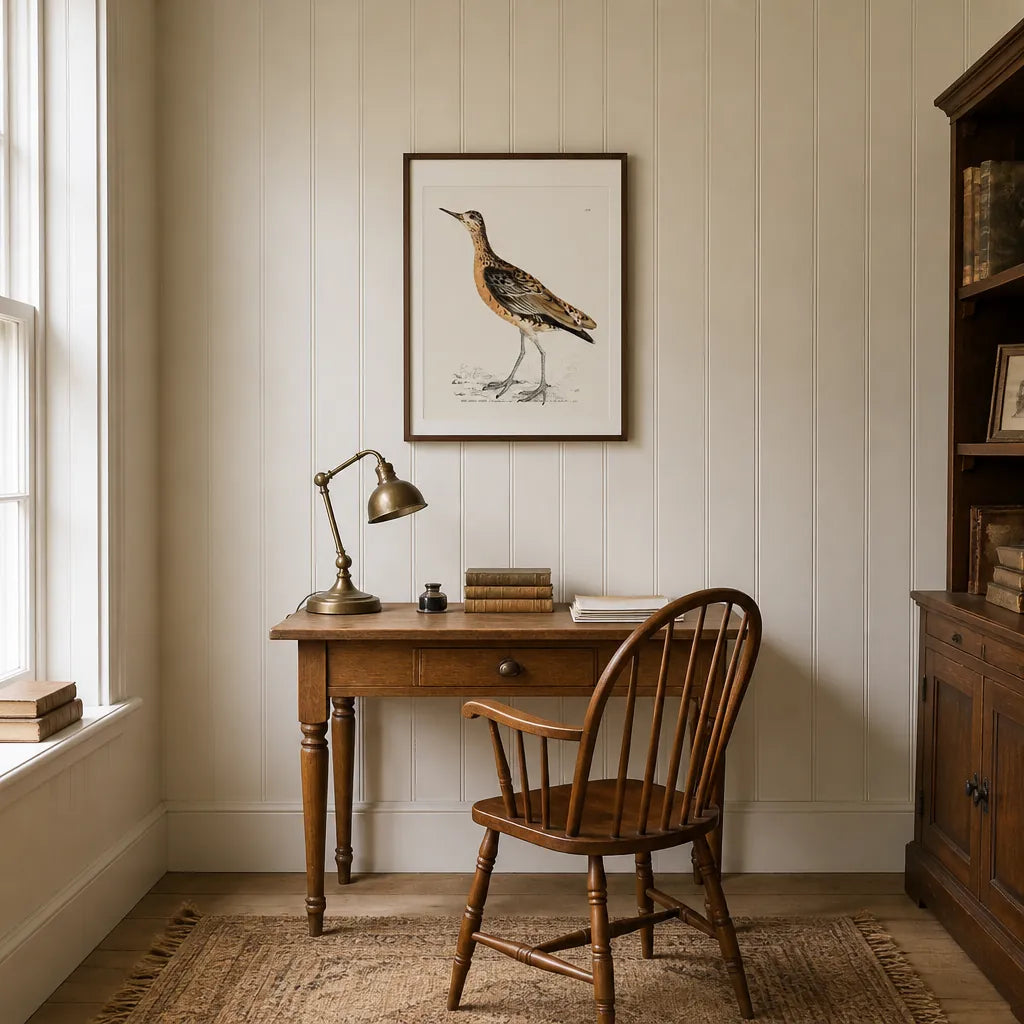 Room mockup featuring Red Sandpiper Vintage Bird Print