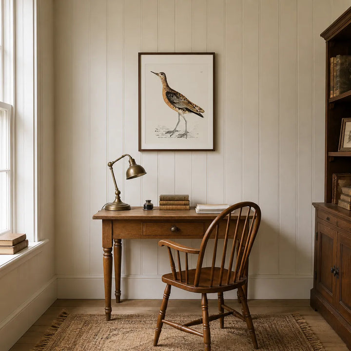 Room mockup featuring Red Sandpiper Vintage Bird Print