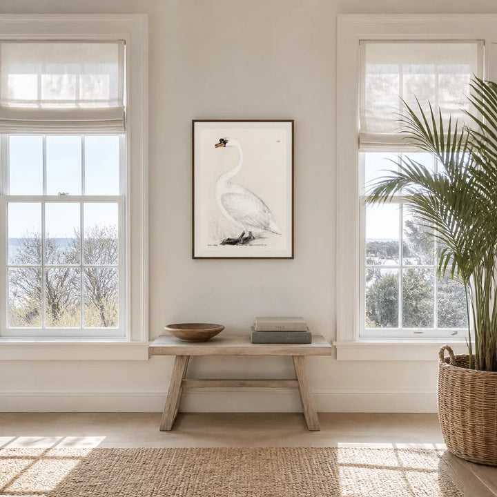 Room mockup featuring Mute Swan Vintage Bird Print
