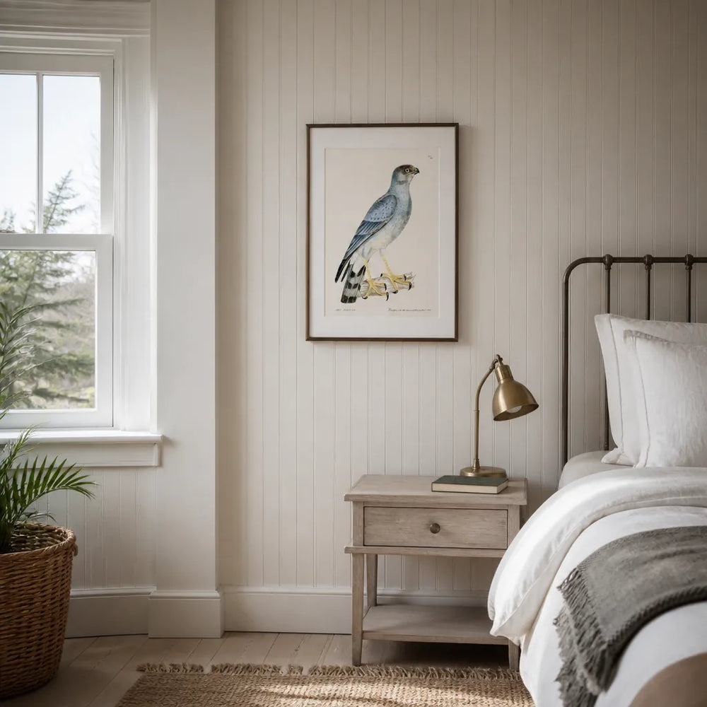 Room mockup featuring Hen Harrier Vintage Bird Print
