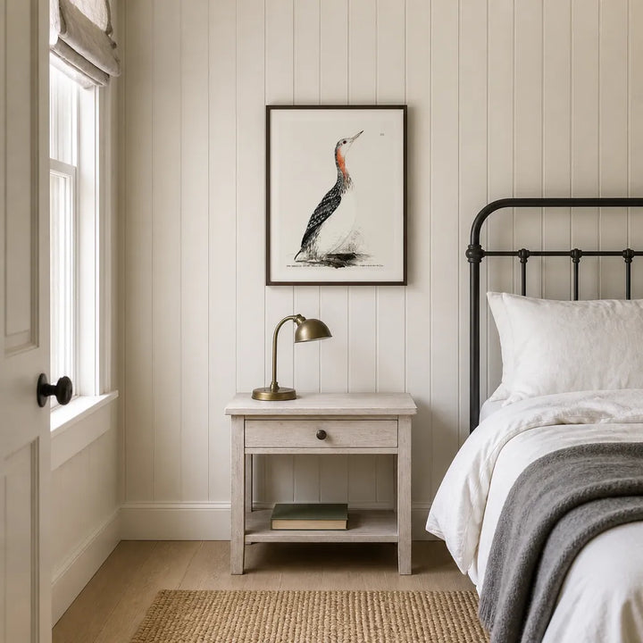 Room mockup featuring Red-Throated Diver Vintage Bird Print