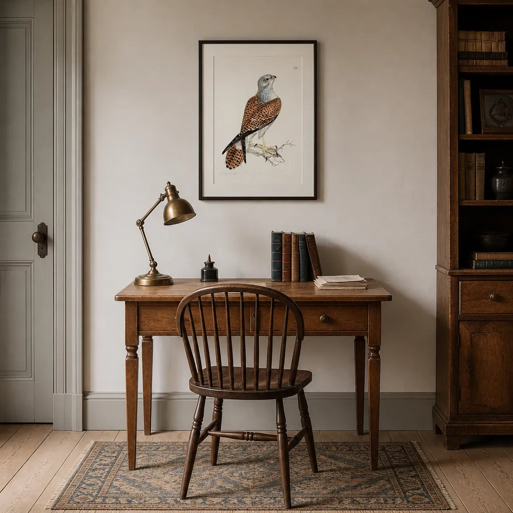 Room mockup featuring Kestrel Female Vintage Bird Print