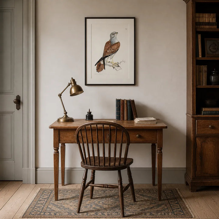 Room mockup featuring Kestrel Female Vintage Bird Print