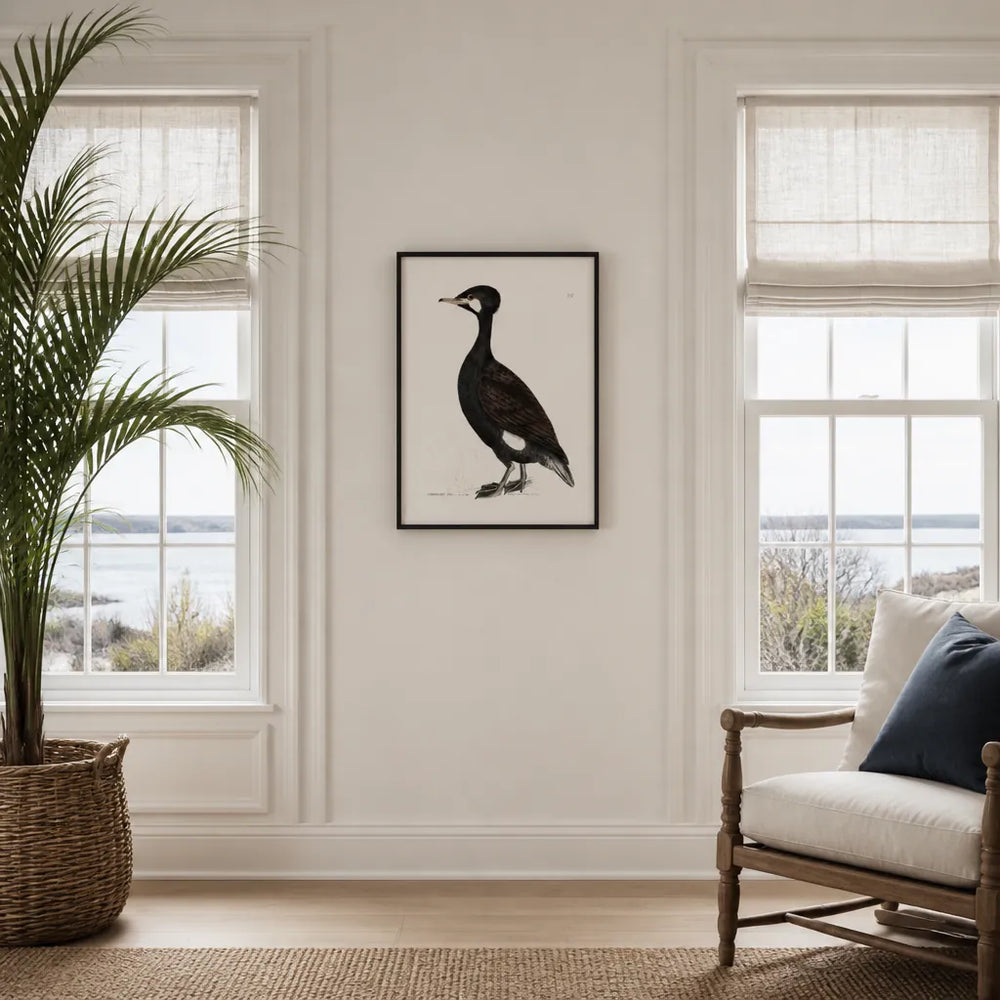 Room mockup featuring Cormorant Vintage Bird Print