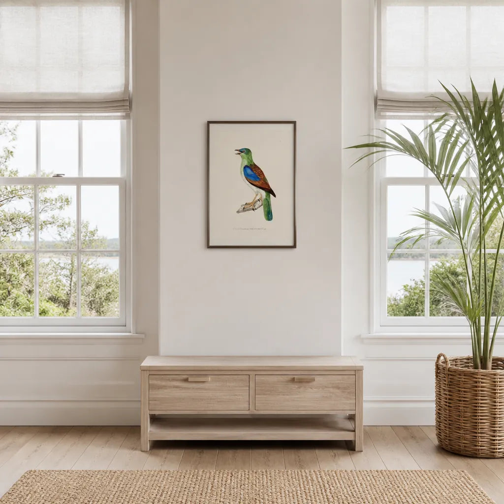 Room mockup featuring Roller Vintage Bird Print