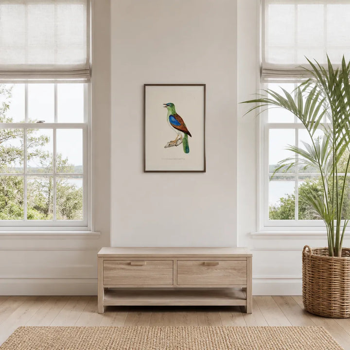 Room mockup featuring Roller Vintage Bird Print