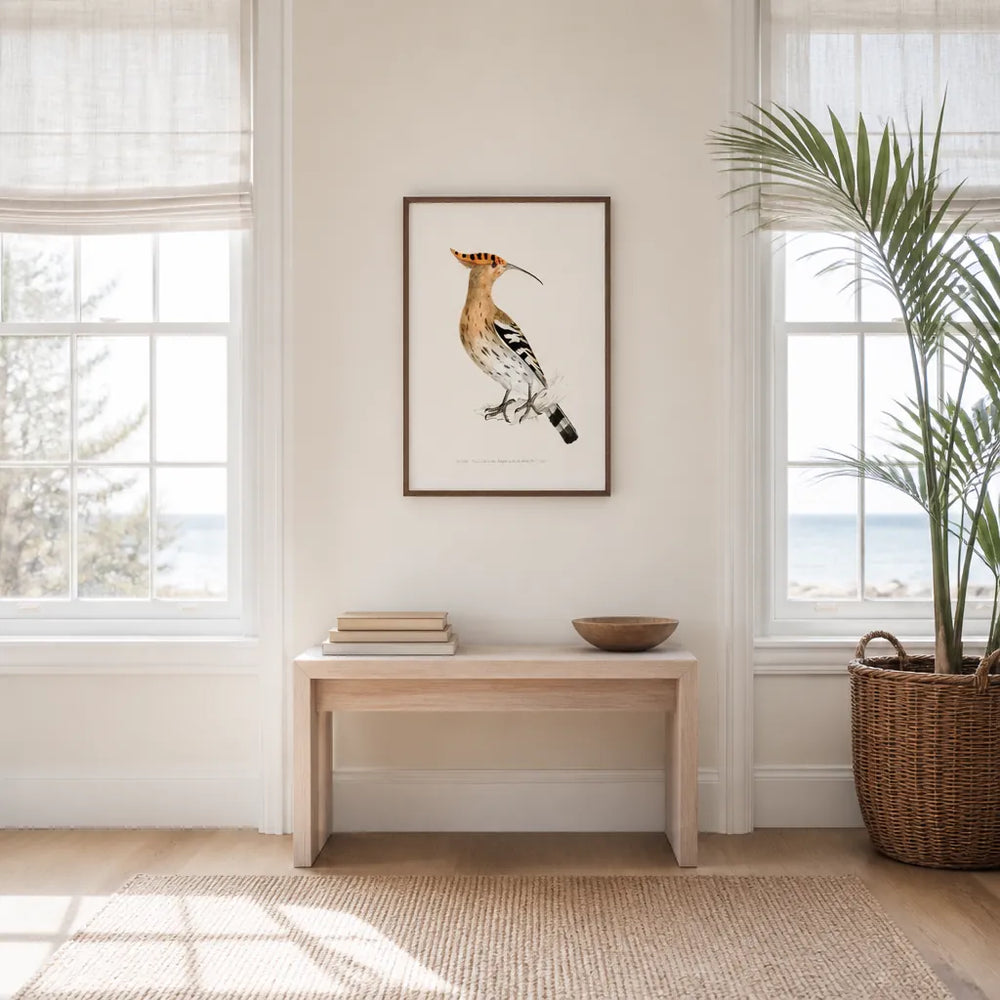 Room mockup featuring Hoopoe Vintage Bird Print