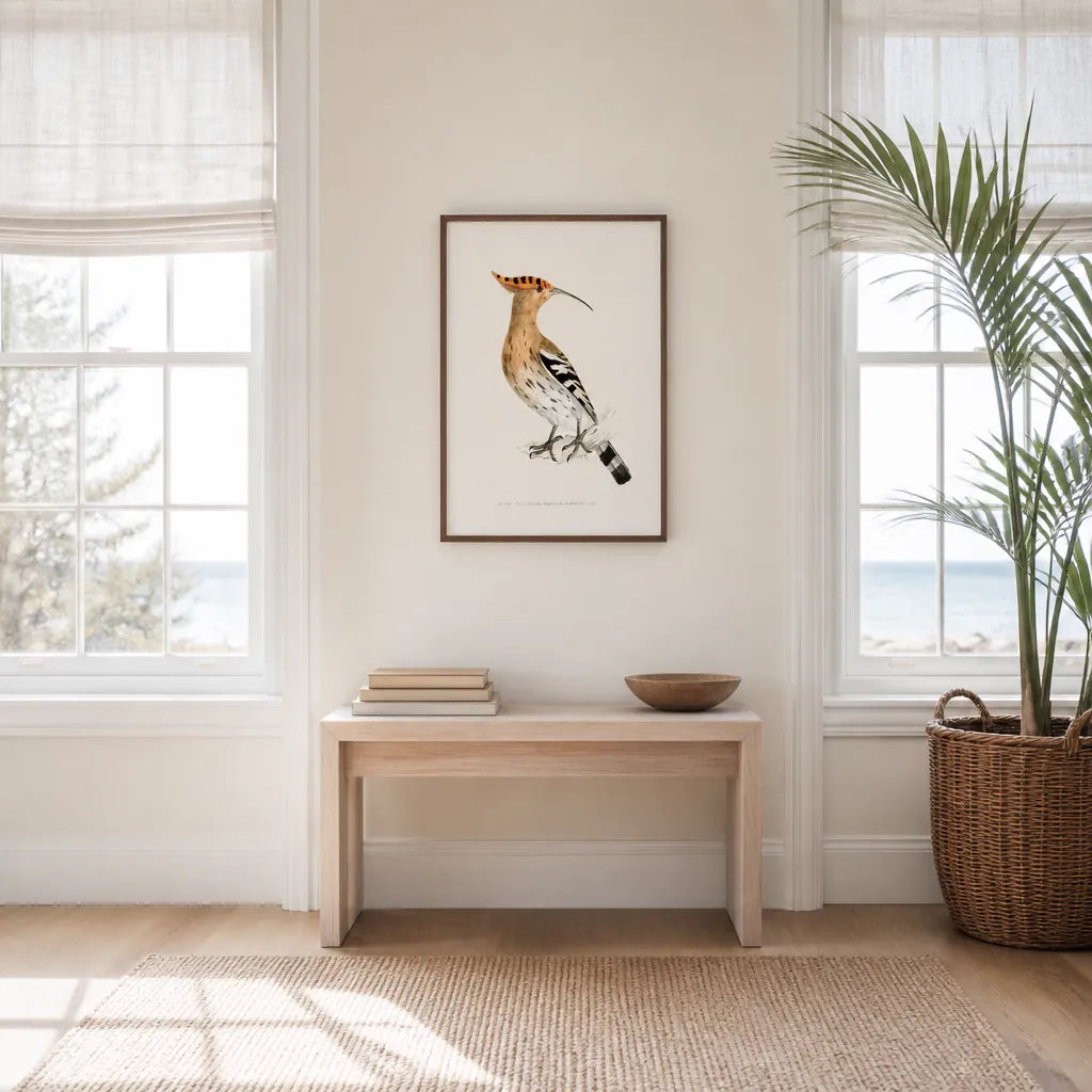Room mockup featuring Hoopoe Vintage Bird Print