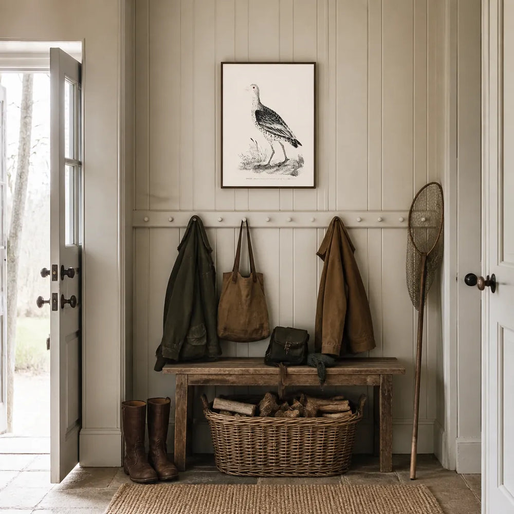 Room mockup featuring Knot Vintage Bird Print