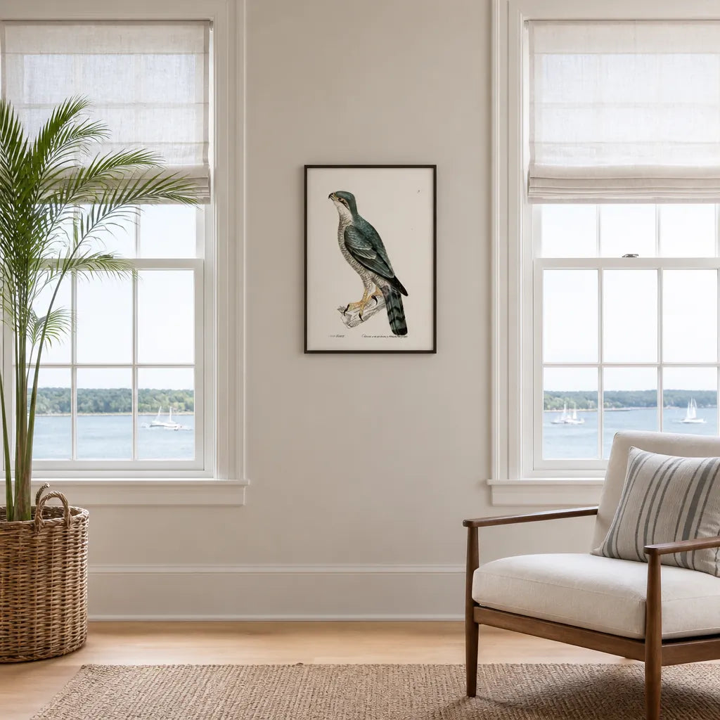 Room mockup featuring Goshawk Vintage Bird Print