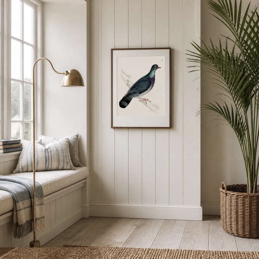 Room mockup featuring Stock Pigeon Vintage Bird Print