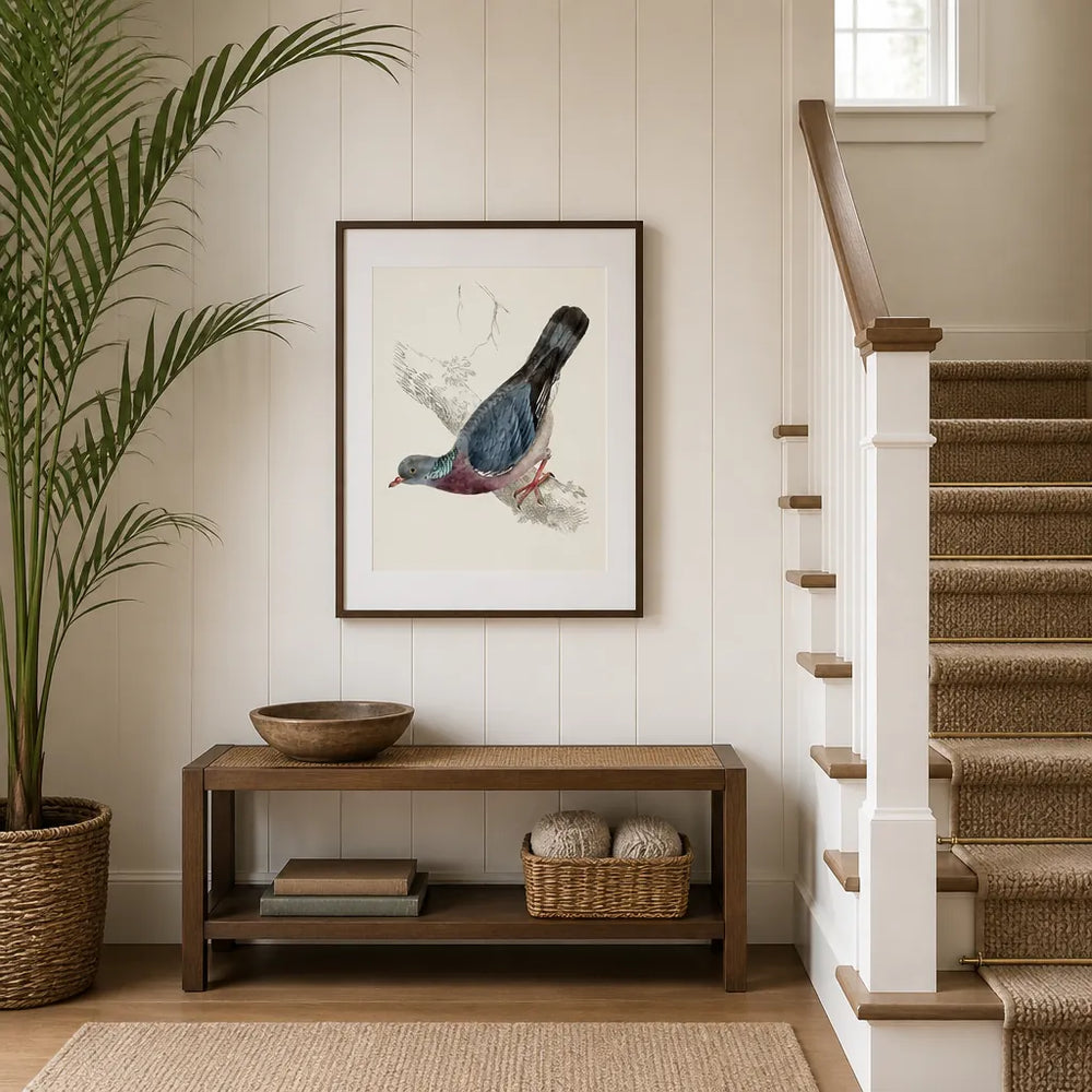 Room mockup featuring Ring Pigeon Vintage Bird Print