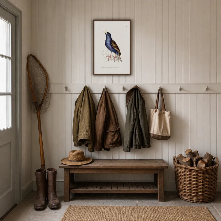 Room mockup featuring Starling Vintage Bird Print