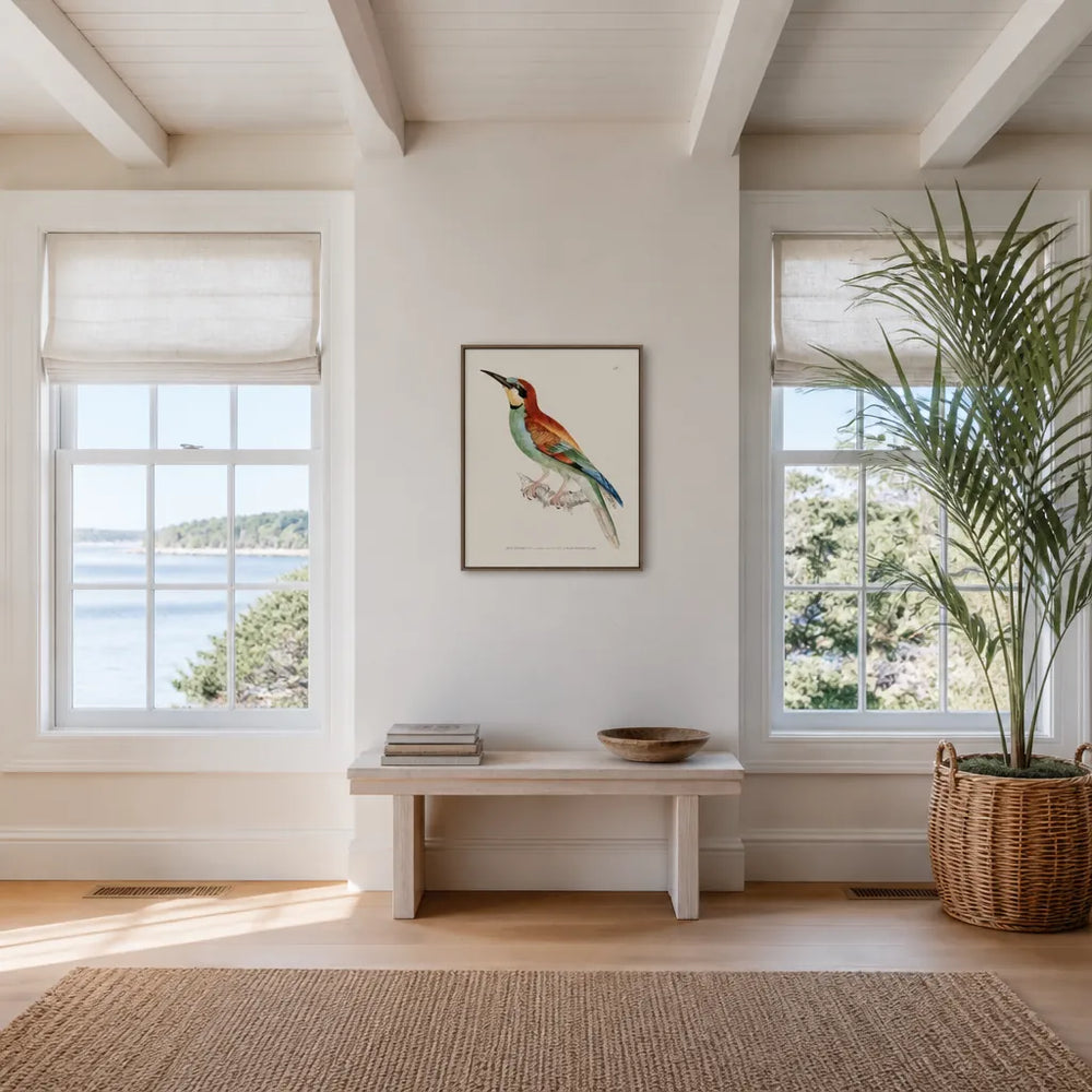 Room mockup featuring Bee-Eater Vintage Bird Print