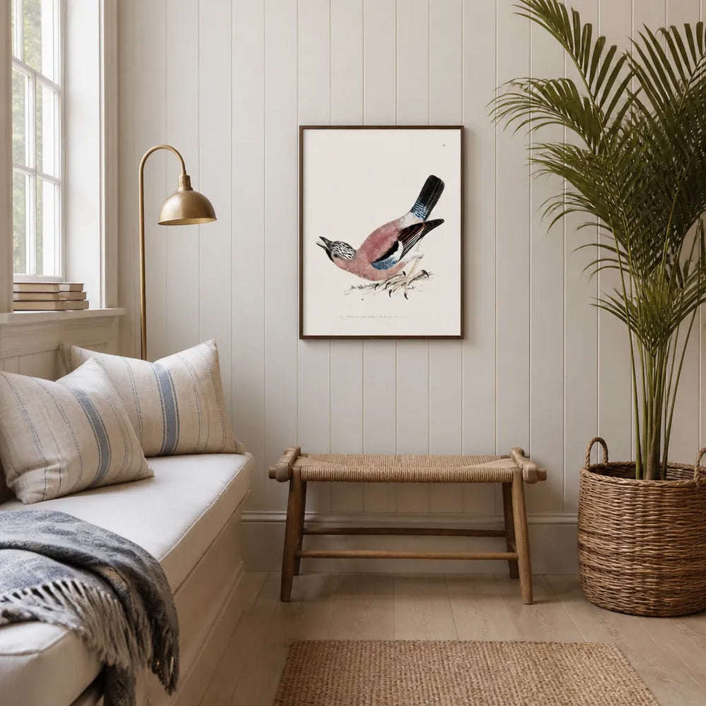 Room mockup featuring Jay Vintage Bird Print