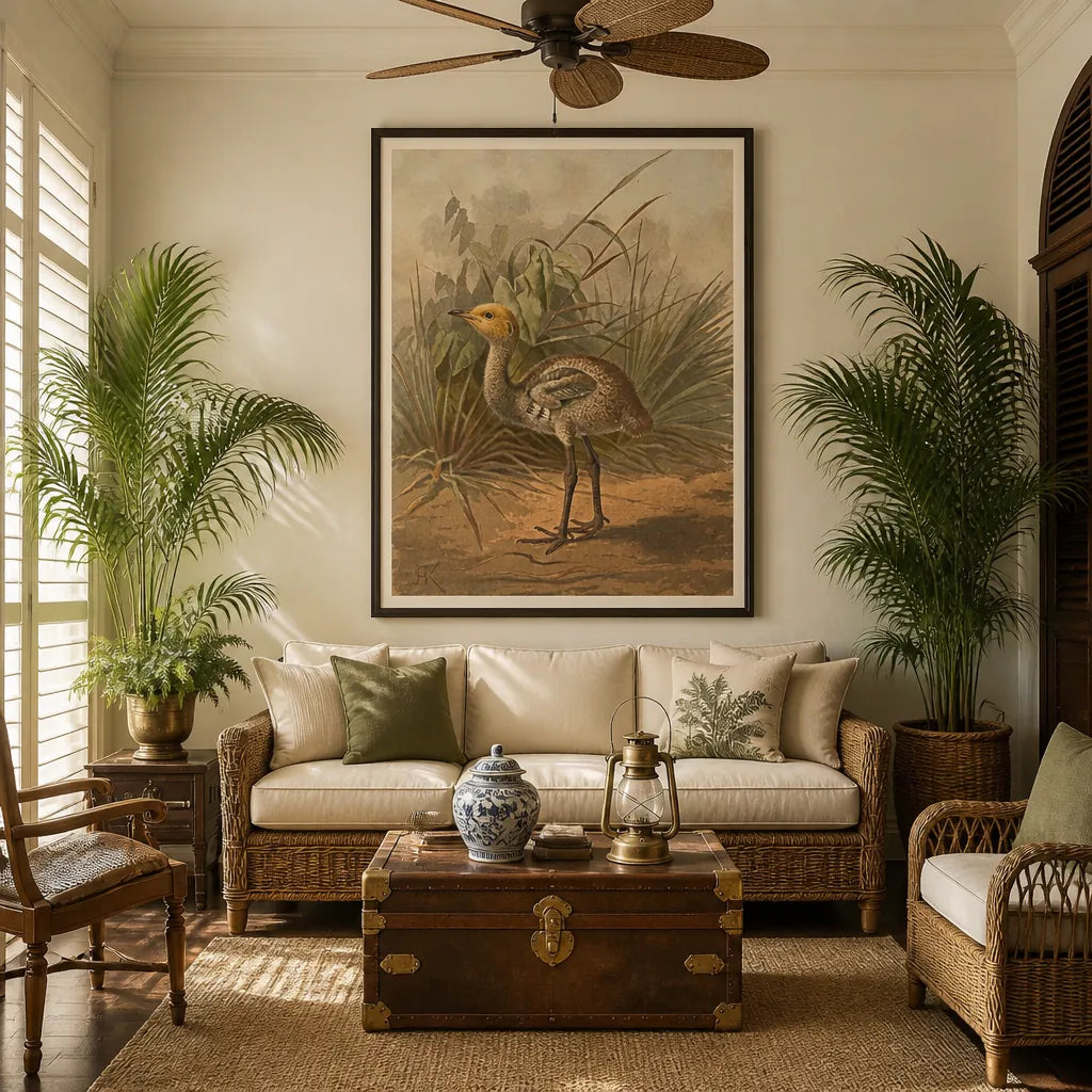 Room mockup featuring Demoiselle Crane Chick Art Print