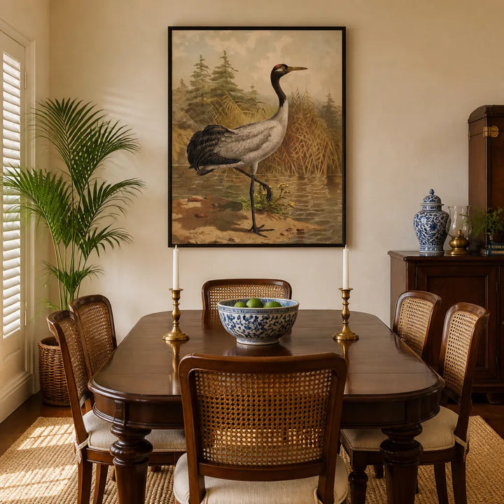 Room mockup featuring Black-Necked Crane Art Print