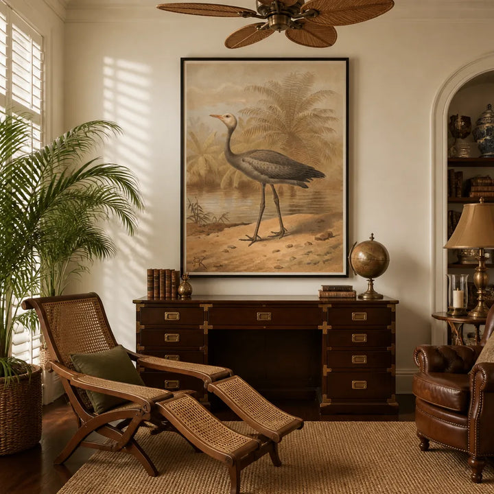 Room mockup featuring Stanley Crane, Immature by Keulemans Art Print