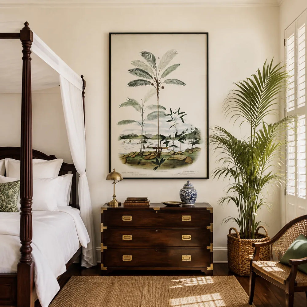Room mockup featuring Bactris Syagroides by Rodrigues Art Print