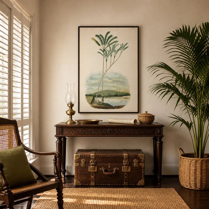 Room mockup featuring Astrocaryum Jauary by Rodrigues Art Print