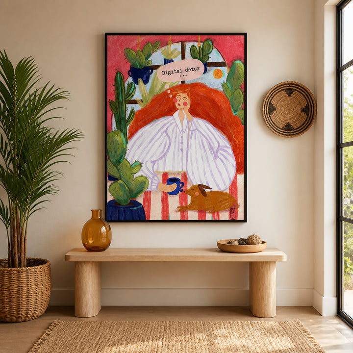 Room mockup featuring Digital Detox Morning Art Print