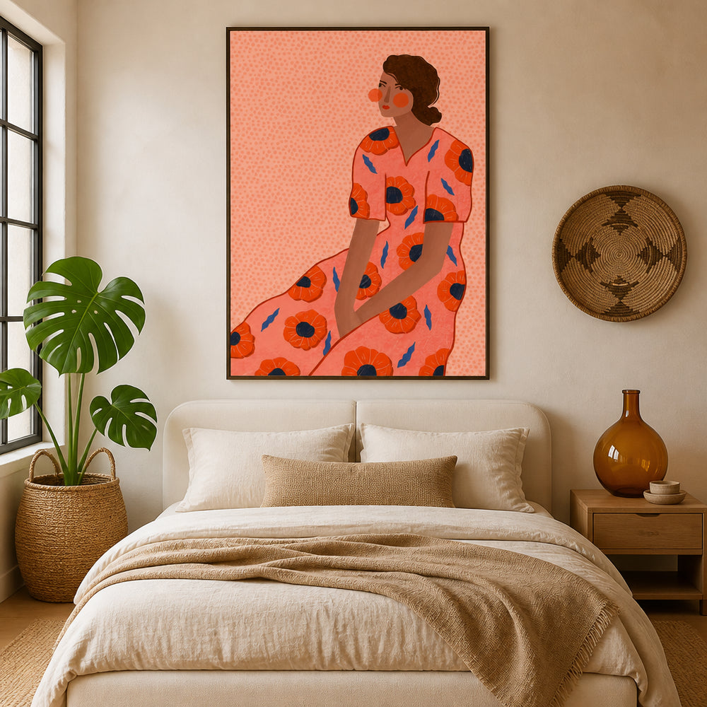 Room mockup featuring Stylish Poppy Portrait Art Print