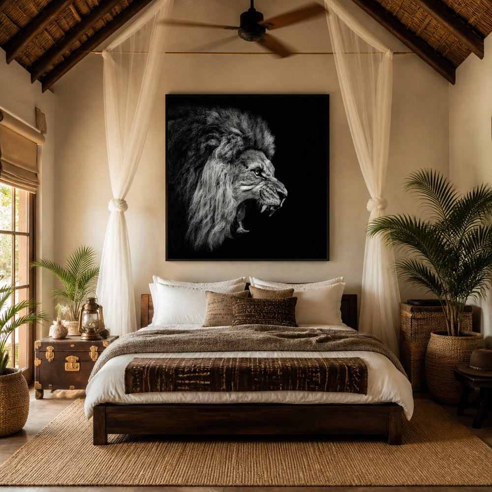 Room mockup featuring Fierce Roaring Lion Photo Print