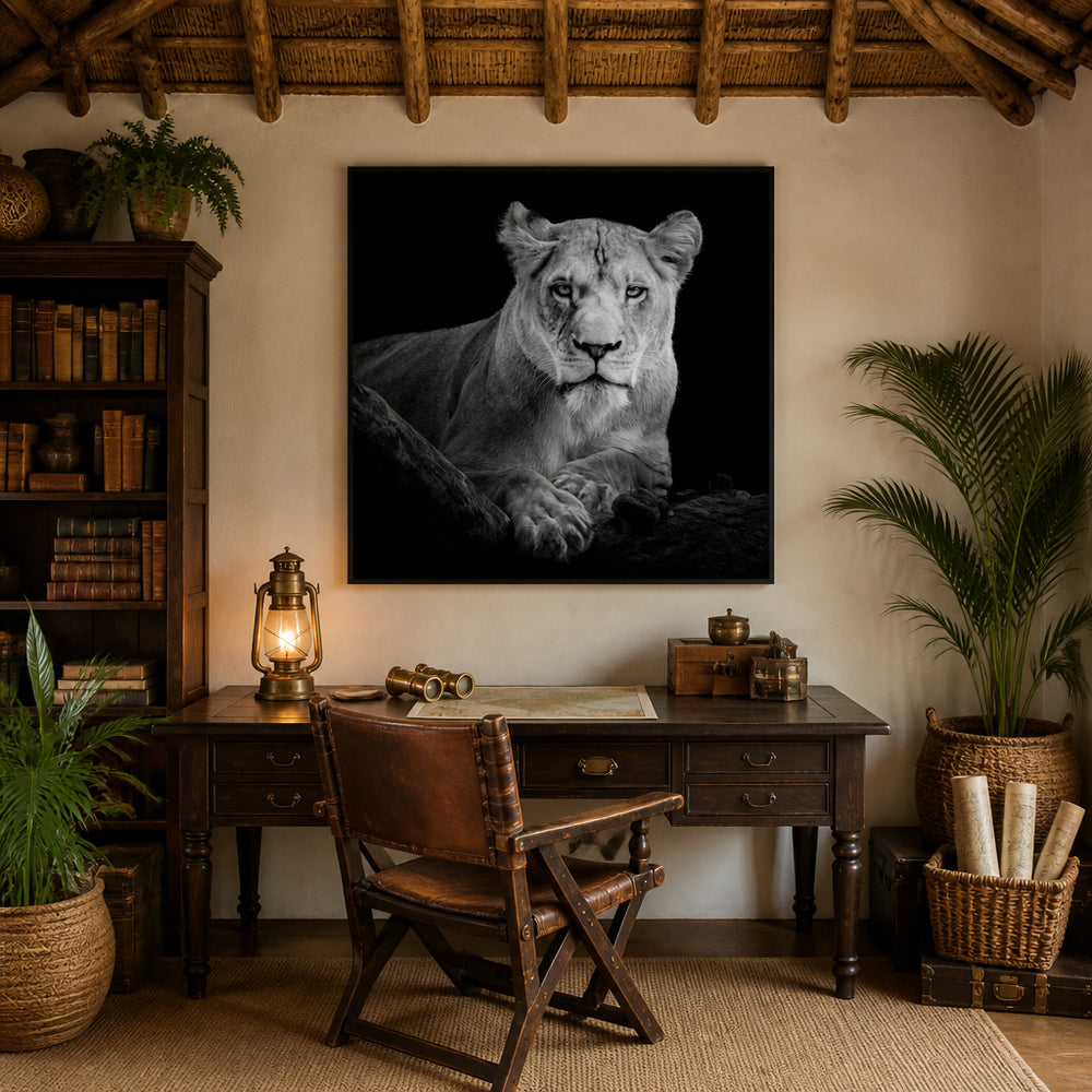 Room mockup featuring Lioness Photo Print