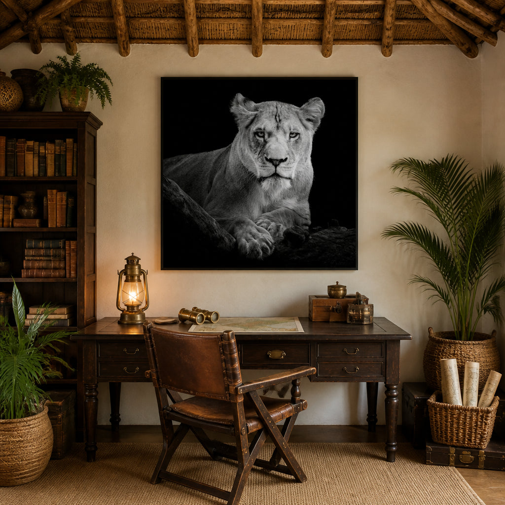 Room mockup featuring Lioness Photo Print