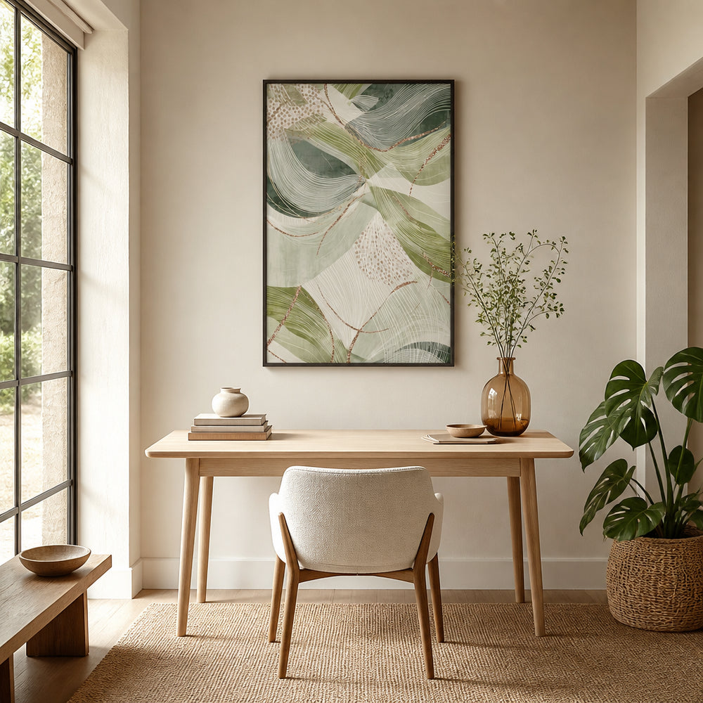 Room mockup featuring Glittering Green Flow Art Print