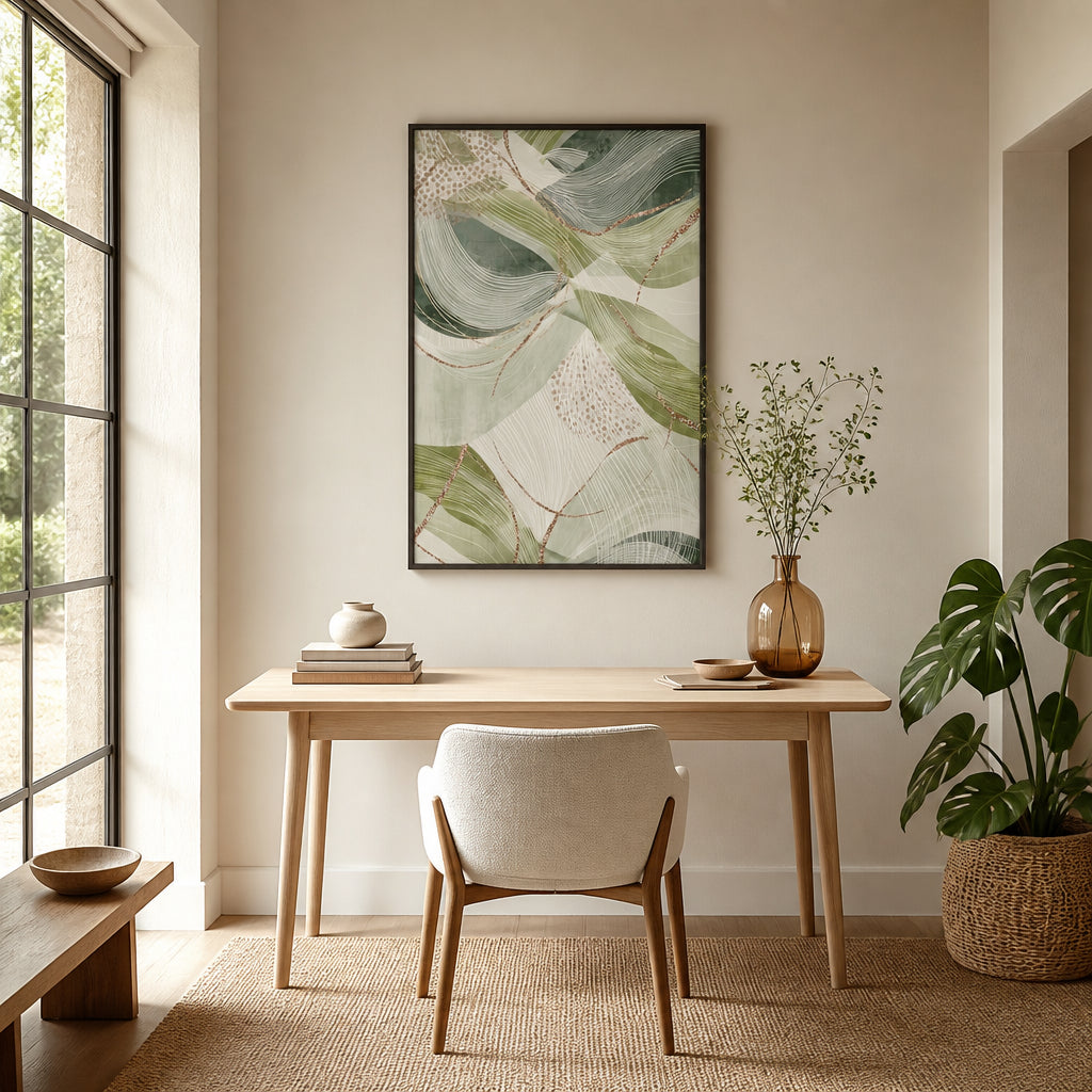 Room mockup featuring Glittering Green Flow Art Print