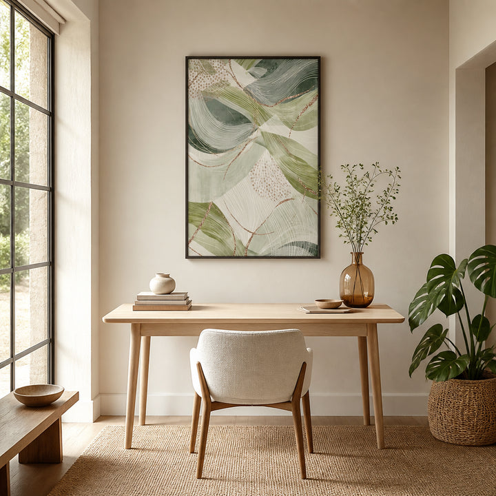 Room mockup featuring Glittering Green Flow Art Print