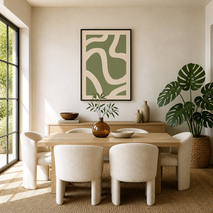 Room mockup featuring Minimal Green Waves Art Print