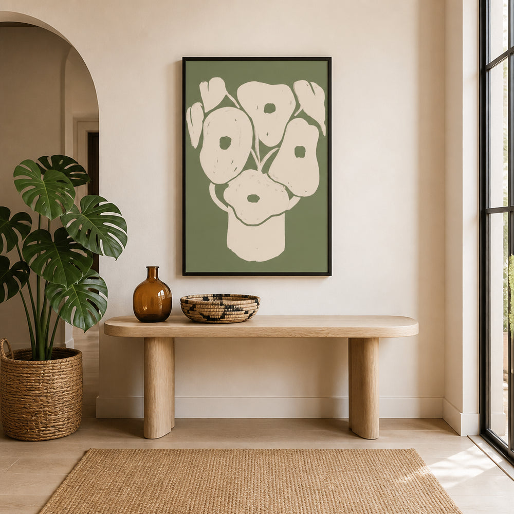 Room mockup featuring Sage Green Flowers Art Print