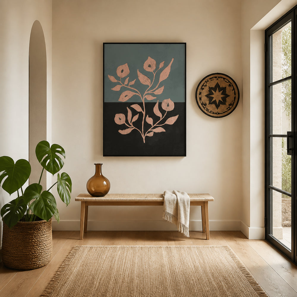 Room mockup featuring Blush Flora Contrast Art Print