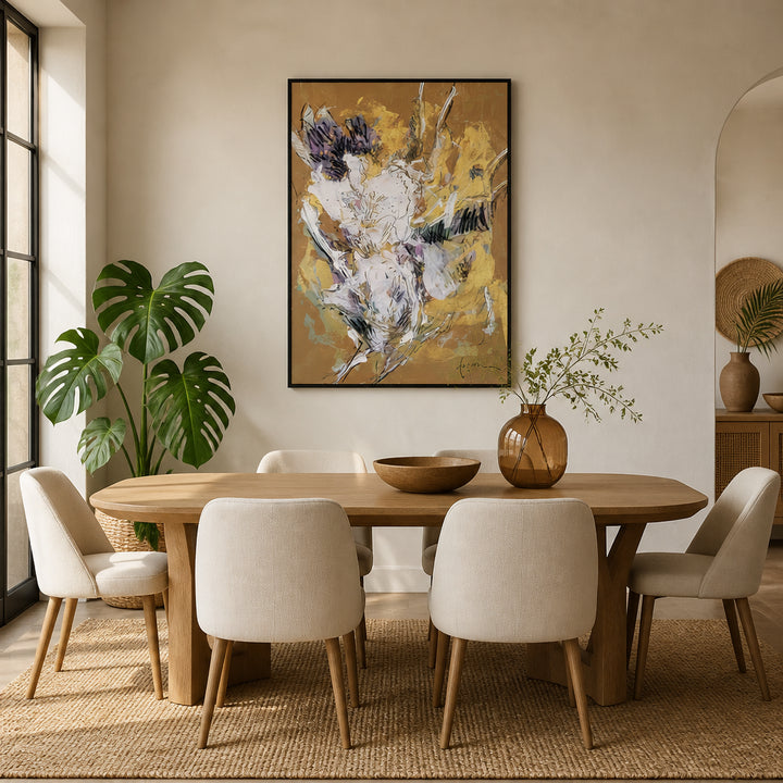 Room mockup featuring Golden Floral Bloom Art Print