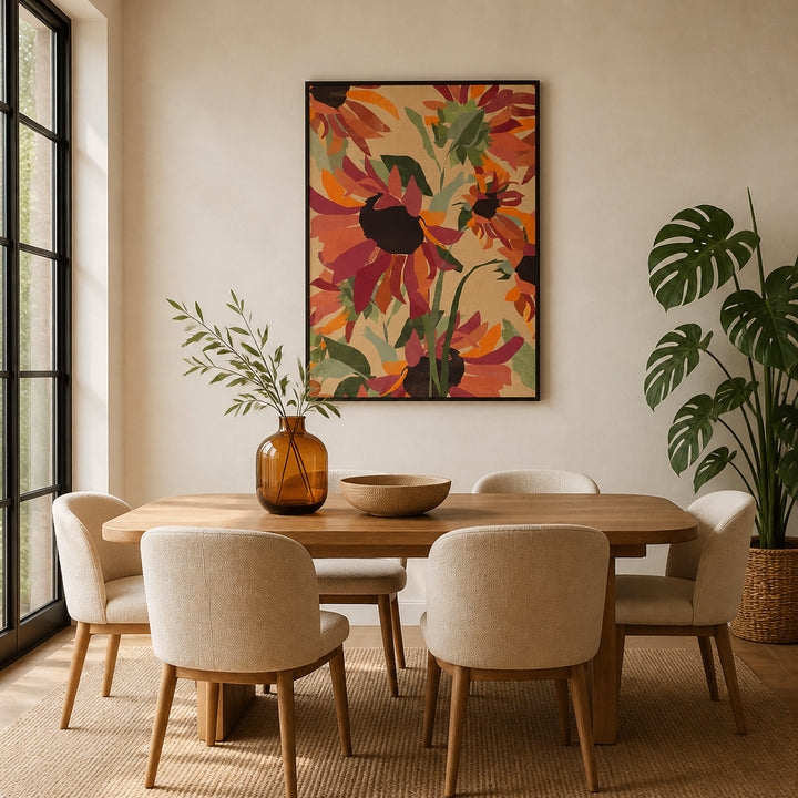 Room mockup featuring Rustic Autumn Sunflowers Art Print