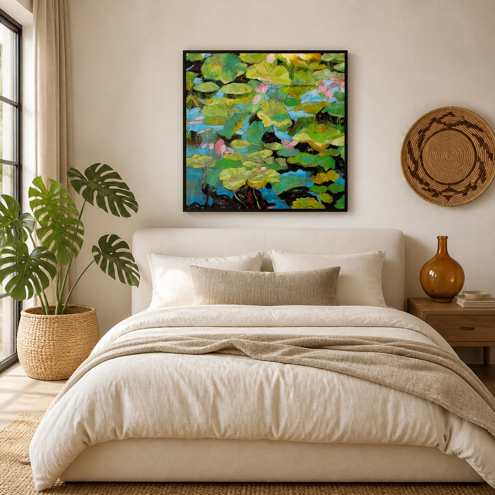 Room mockup featuring Serene Water Lilies Art Print