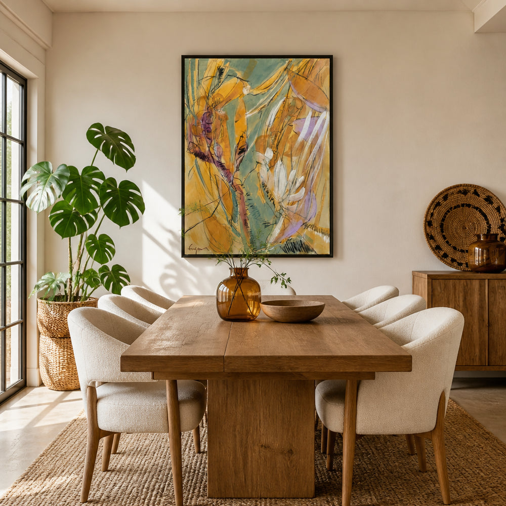 Room mockup featuring Vibrant Botanical Flow Art Print