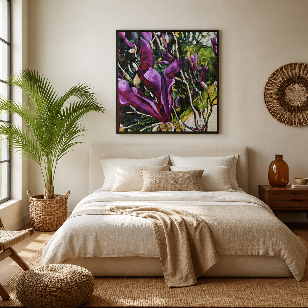 Room mockup featuring Vibrant Floral Abstract Art Print
