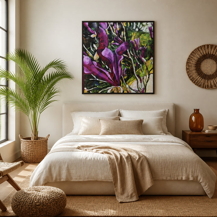 Room mockup featuring Vibrant Floral Abstract Art Print