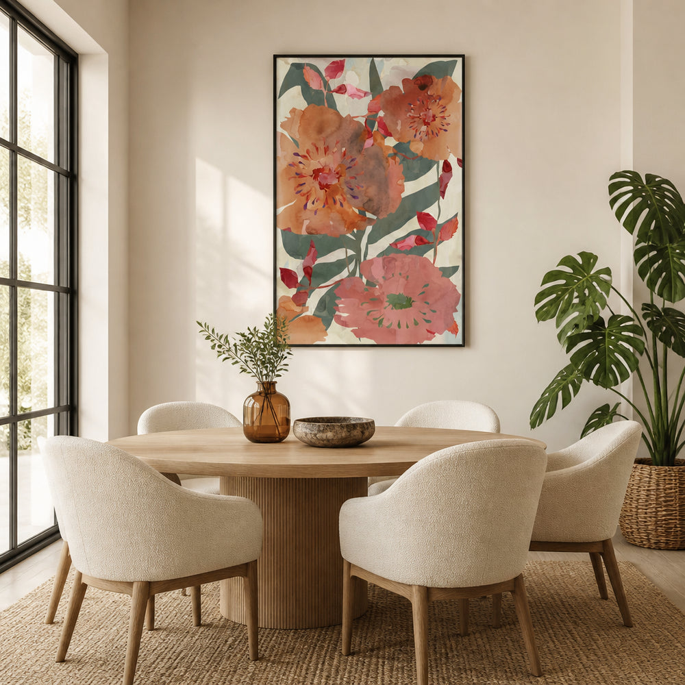 Room mockup featuring Warm Floral Blooms Art Print
