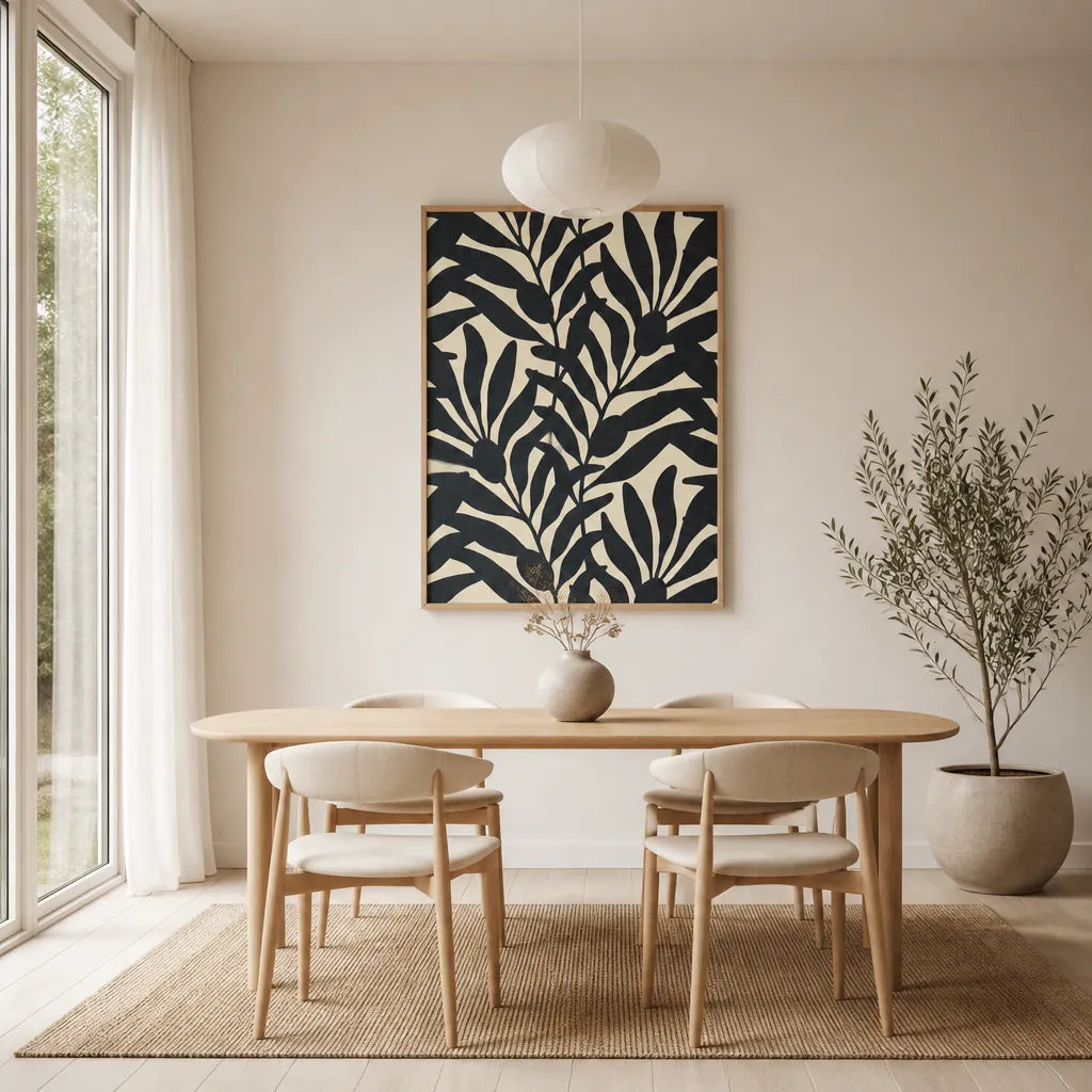 Room mockup featuring Abstract Botanical Leaves Art Print