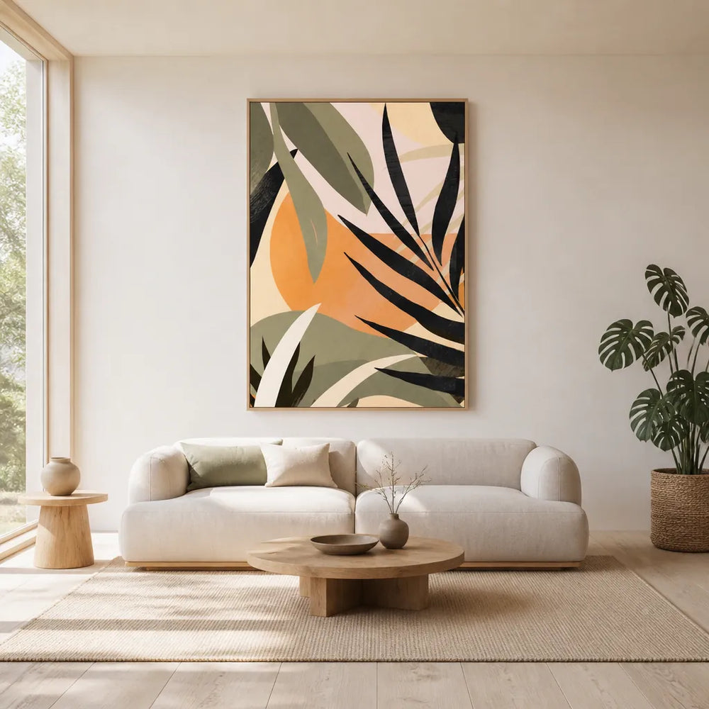 Room mockup featuring Abstract Desert Leaves Art Print