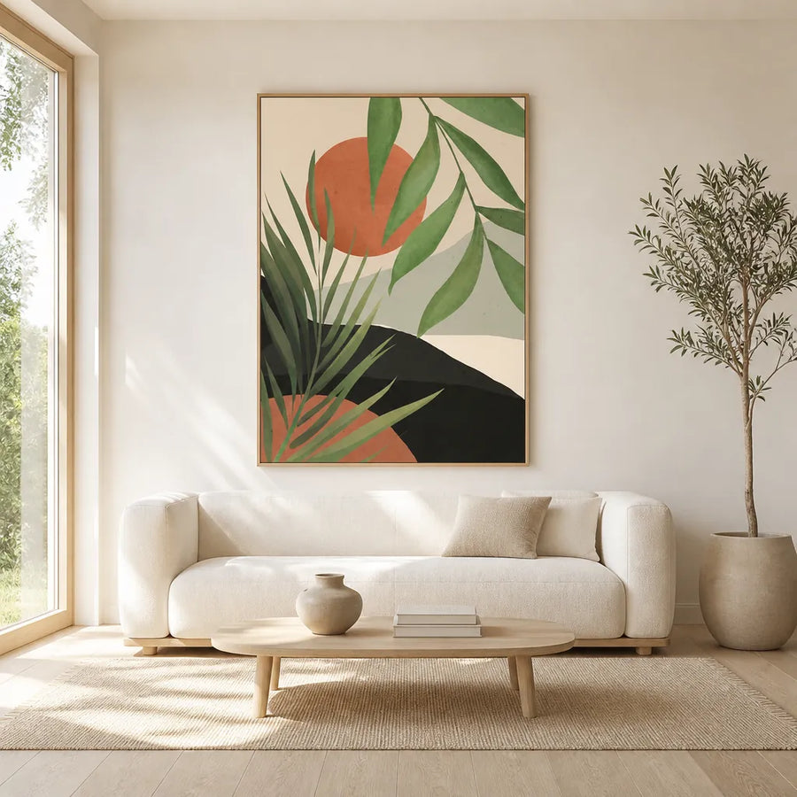 Abstract Desert Palms Art Print in a room setting