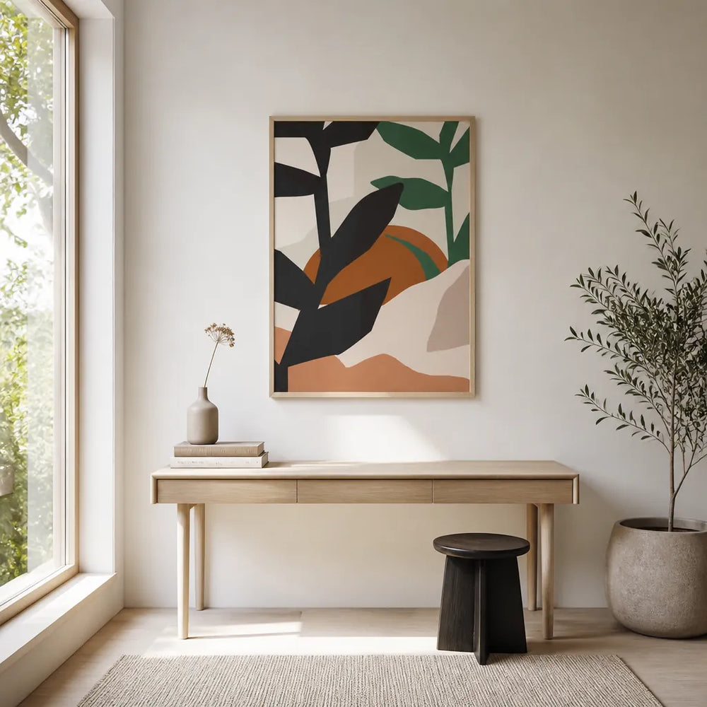 Room mockup featuring Abstract Desert Sun Art Print
