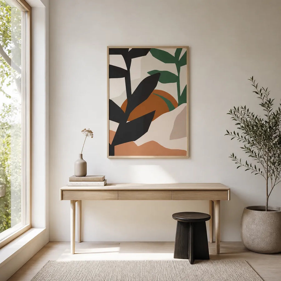 Abstract Desert Sun Art Print in a room setting