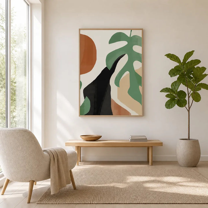 Room mockup featuring Abstract Monstera Leaf Art Print