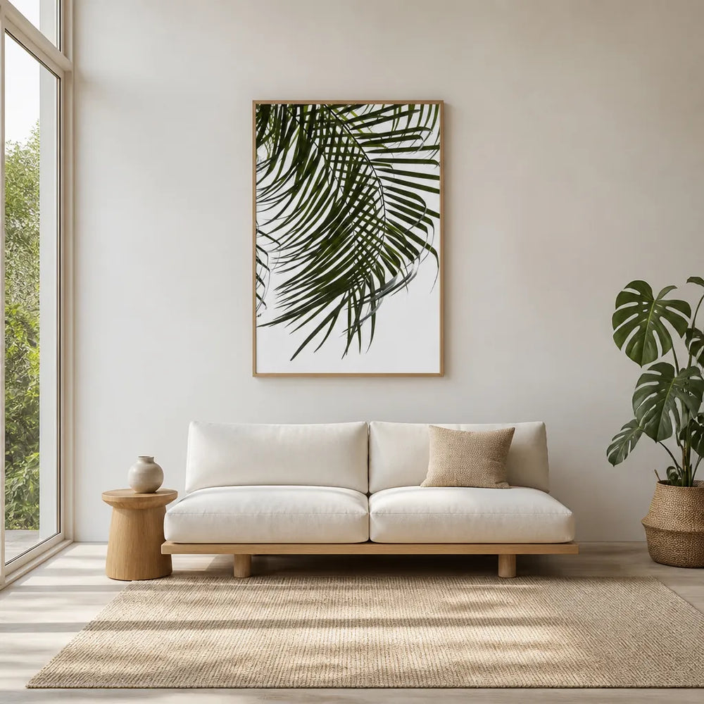 Room mockup featuring Bright Tropical Palm Photo Print